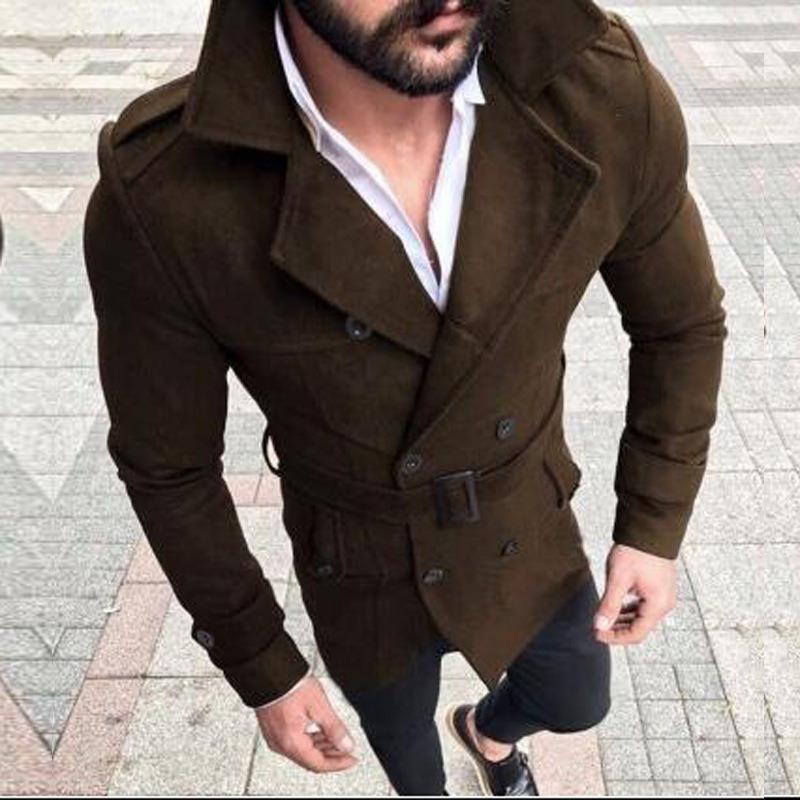 GoodGoods Mens Winter Warm Trench Coat Jacket Formal Double-Breasted Slim Fit Outwear Overcoat(Coffee,M)