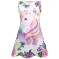 GoodGoods Kids Girls Cartoon Unicorn Printed Sundress Sleeveless Tank Dress Nightdress(8-9Years)