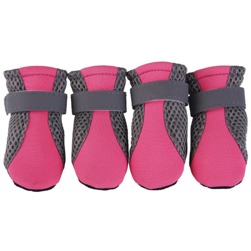 GoodGoods 4PCS Pet Dog Cat Shoes Waterproof Anti-Slip Puppy Paw Protective Rain Boots Socks(Pink-M)