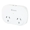 Verbatim Dual USB Surge Protected with Double Adaptor - White 2x USB Charger Outlet, Charge Phone and Tablet, Surge Protection, 2.4A Current Power