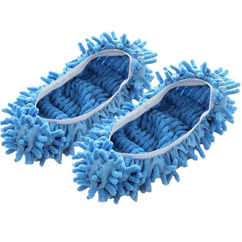 Vicanber Mop Lazy Dust Slippers Floor Polishing Washable Cleaning Home Clean Socks Shoes (Blue, 2PCS)