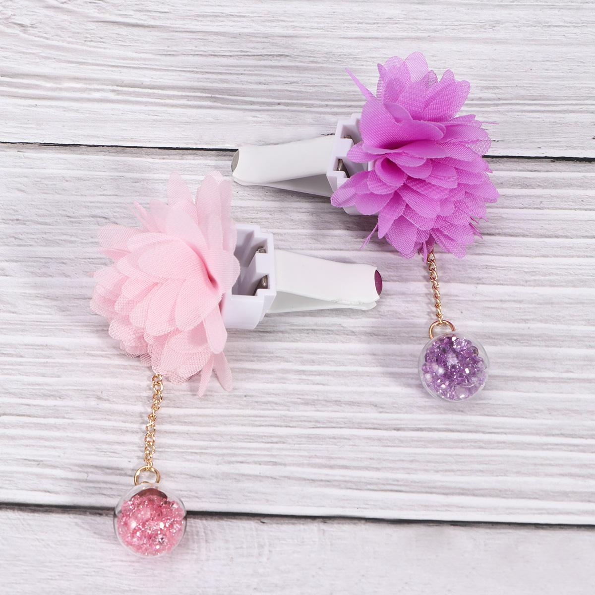 2pcs Car Perfume Clip Flower Shape Tassels Aromatherapy Diffuser Solid Perfume Air Outlet Clip for Auto Vehicle