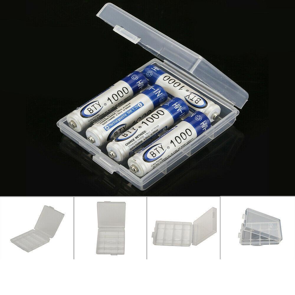 4x Clear Plastic AA AAA Battery Box Storage Case Cover Batteries Holder 5 Grid