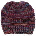 Vicanber Winter Thermal Ponytail Beanie Hat Knit Messy Bun Crochet Soft Cap(Orange+Purple+Black)