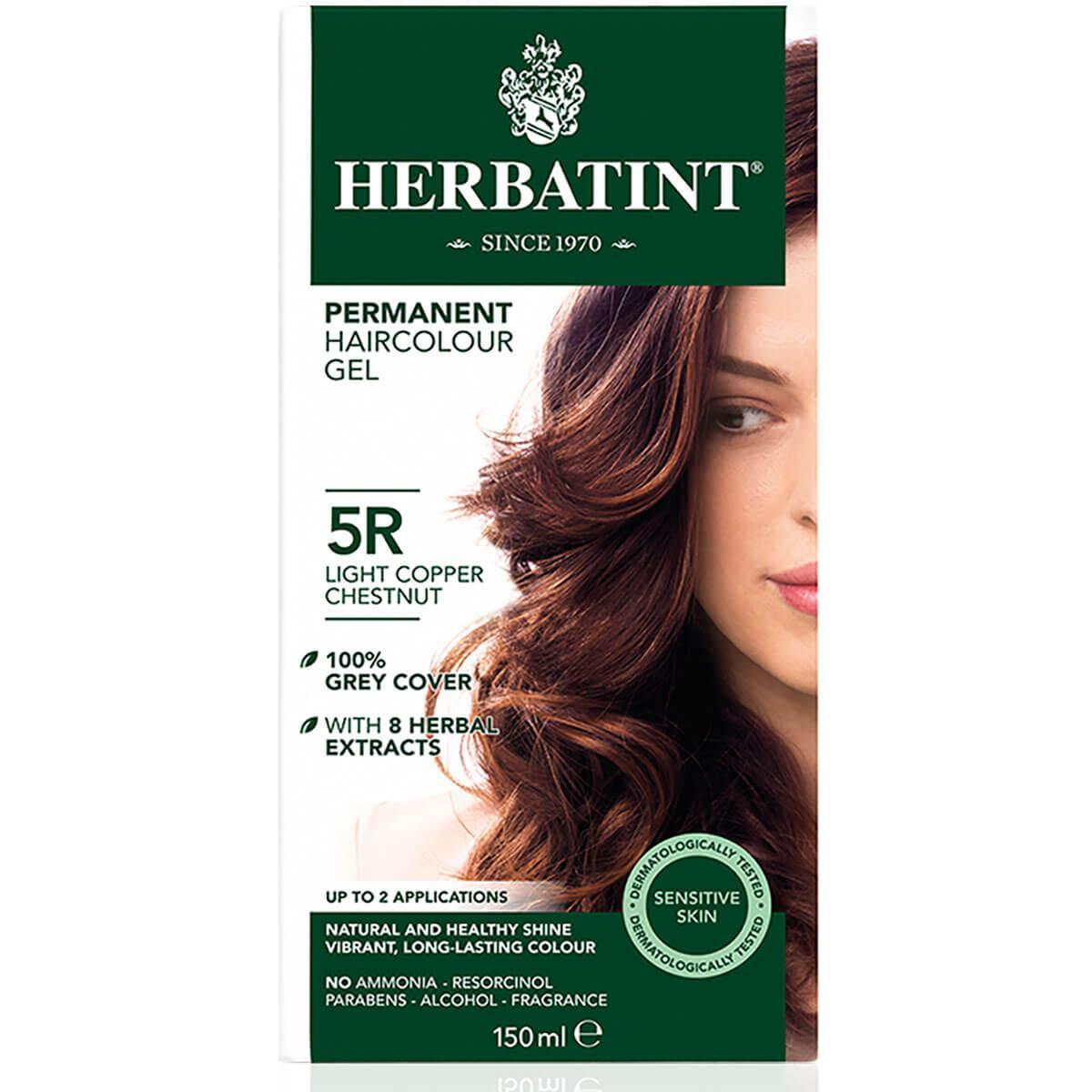 Chestnut, Light Copper (5R) - Herbatint Permanent Hair Colour Gel