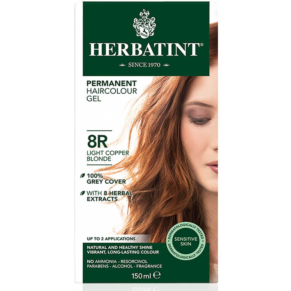 Blonde, Light Copper (8R) - Herbatint Permanent Hair Colour Gel