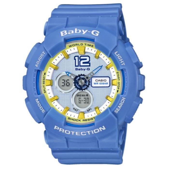 Casio Baby-G BA-120-2B Analog Digital 100M Alarm Sport Women's Watch Yellow Blue