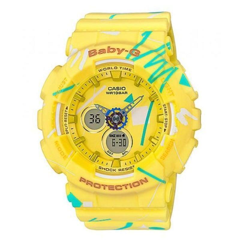 Casio Baby-G BA-120SC-9A Analog Graffiti Pattern Ladies Watch Yellow