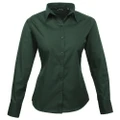 Premier Womens/Ladies Poplin Long Sleeve Blouse / Plain Work Shirt (Bottle) (12)