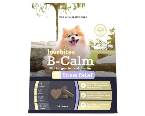 Lovebites 30 Chews B-Calm with L-Tryptophan & Thiamine Stress Relief Dog Chews by Vetafarm