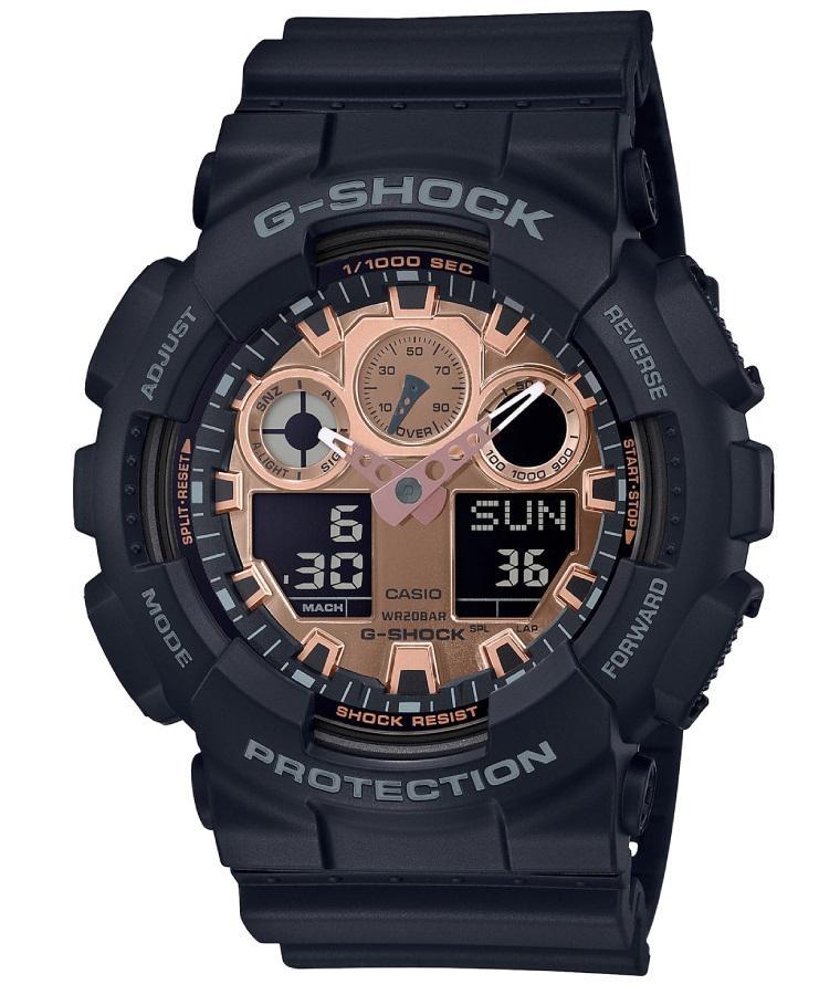 Casio G-Shock GA-100MMC-1A Analog Digital Watch Rose Gold Black