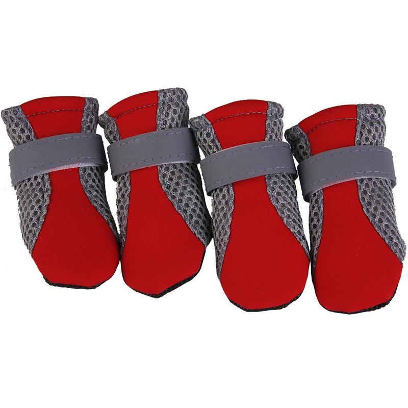 Vicanber Dog Pet Shoes Anti-Slip Boots Grip Socks Outdoor Paw Protective Booties Socks(Red-L)