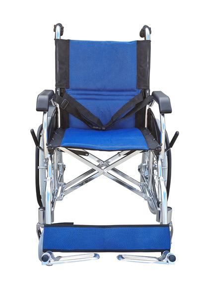 Light Manual Compact Aluminium Wheelchair With Foldable Backrest And Attendant Handbrakes-freewheels - Blue