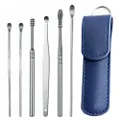 7PCS Ear Wax Remover Cleaner Spiral Safe Soft Tip Wax Curette Removal Tool With Bursh Blue