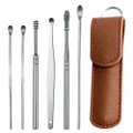 7PCS Ear Wax Remover Cleaner Spiral Safe Soft Tip Wax Curette Removal Tool With Bursh Brown