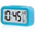 Digital Bedside LED Snooze Alarm Clock Time Temperature Day/Night Desktop Clock Blue