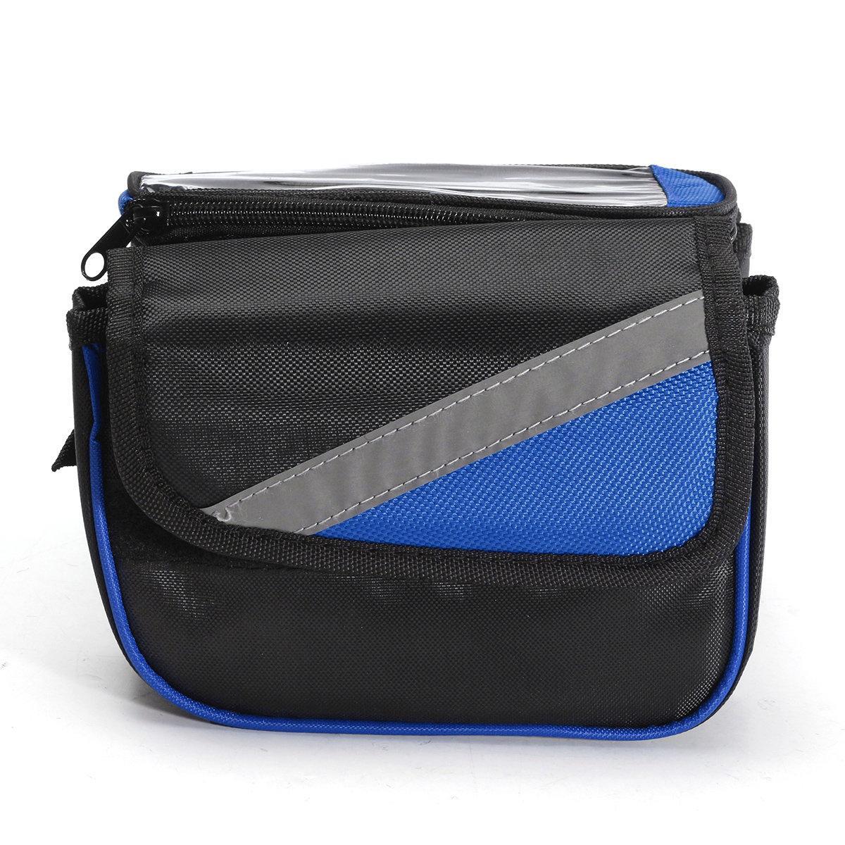Bicycle Front Frame Tube Touch Screen Saddle Bag Pouch Holder For Under 5.7 Inch Mobile Phone BLUE COLOR