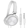 Wired Headphones With Microphone Over Gaming Ear Headsets Bass HiFi Music Stereo Earphone For Sony Xiaomi Huawei PC XBOX PS WII - White