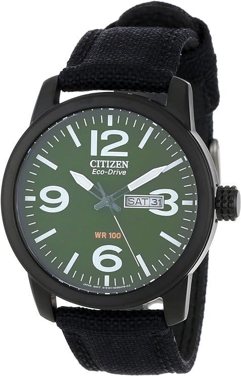 Citizen BM8475-00X Eco-Drive Military Green Black Nylon Strap Mens Watch Black
