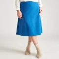 NONI B - Womens Skirts - Midi - Winter - Blue - A Line - Quality Casual Fashion - Relaxed Fit - Elastane - Suedette Flip - Knee Length - Work Clothes