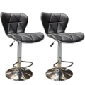 2 X New Leather Bar Stools Kitchen Chair Gas Lift Swivel Bar Stool B0040 Black