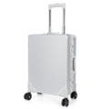 Swiss Aluminium Luggage Suitcase Lightweight with TSA locker 8 wheels 360 degree rolling Carry on HardCase SN7621A Sliver