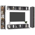 10 Piece TV Cabinet Set High Gloss Grey Engineered Wood vidaXL