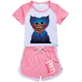 Vicanber Poppy Playtime Set Kids Boys Girls Short Sleeve T Shirt Shorts Casual Summer Cartoon Outfit(Purple,11-12 Years)