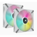 CORSAIR ML ELITE Series, ML140 RGB ELITE WHITE, 140mm Magnetic Levitation RGB Fan with AirGuide, Dual Pack with Lighting Node CORE