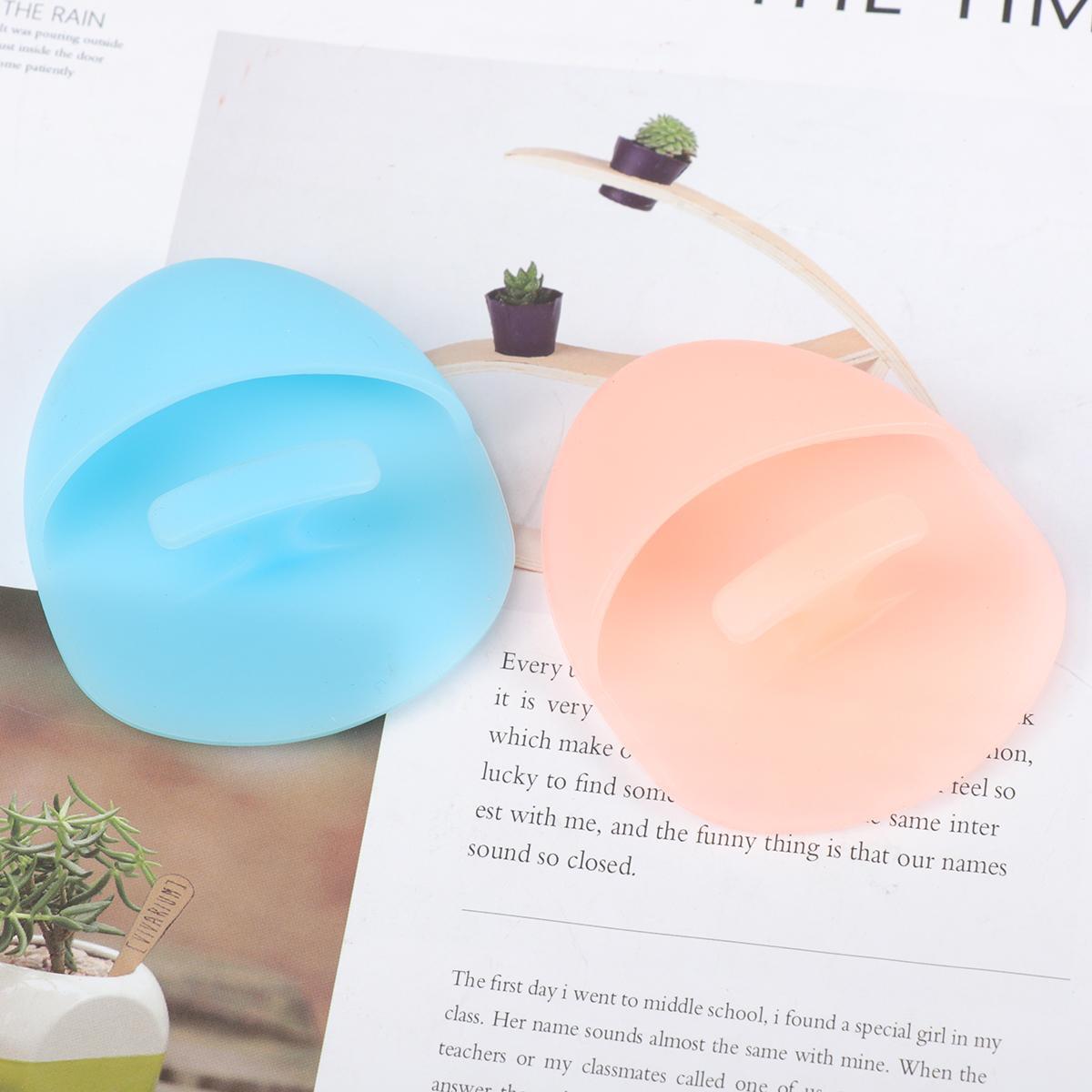 2pcs Silicone Face Cleanser Massager Facial Cleansing Brush Pad Handheld Mat Scrubber (Blue + Rosy)