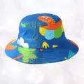 1PC Cartoon Sunhat Fisherman Hat Outdoor Bucket Hat Sun Protection Practical Fish Hat for Kids (Blue Dinosaur)