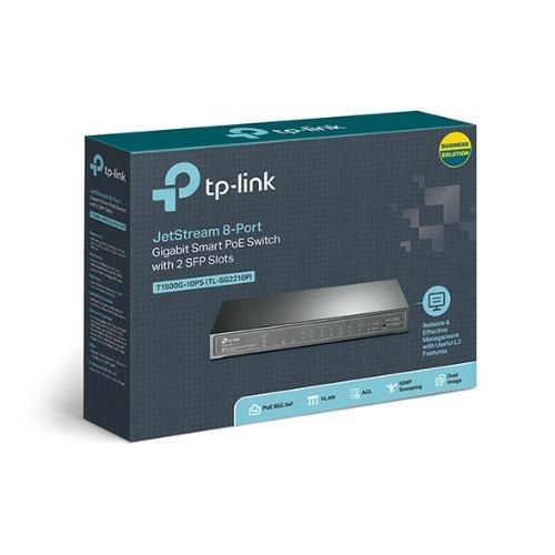 TP-Link TL-SG2210P 8-Port Gigabit Smart PoE Switch with 2 SFP Slots L2/L3/L4 QoS and IGMP Snooping WEB/CLI Managed 53W, Fanless, Omada SDN TL-SG2210P