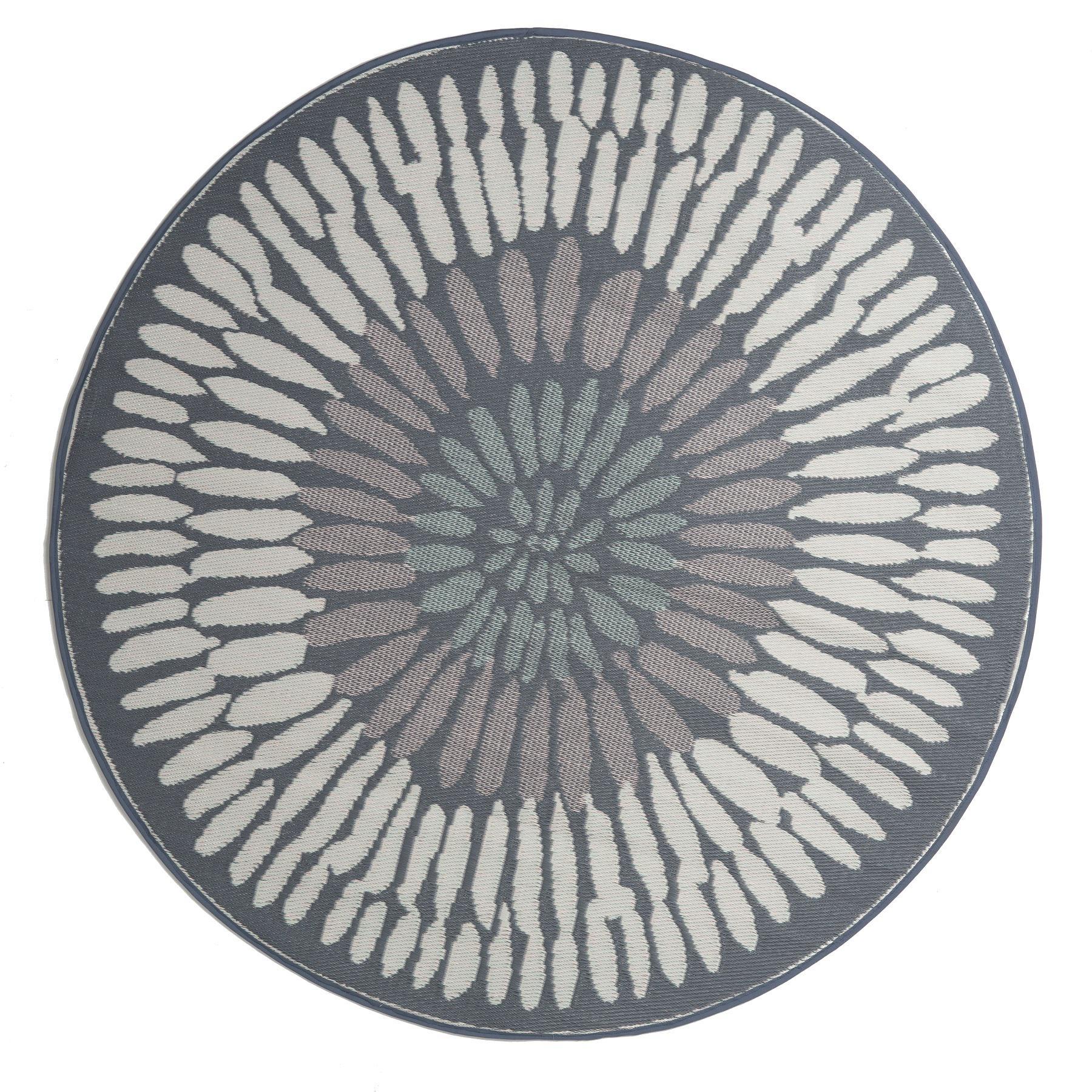 180cm Azores Grey Round Recycled Plastic Outdoor Rug and Mat