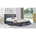 Lucas Dark Grey Double Fabric Bed with 4 Drawers