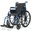 EQUIPMED 24 Inch Folding Wheelchair Lightweight Portable Mobility 136kg Capacity with Park Brakes