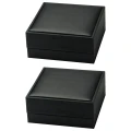 2 pcs Jewelry Box Simple Flocking-lined Black Necklace Case Gift Box Pendant Organizer for Home Travel