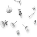 Costcom 50PCS Earring Stud Posts Pads&Nut Backs Silvery Steel DIY Craft 6mm