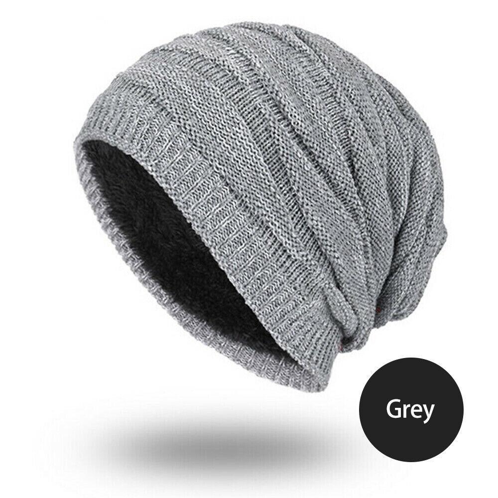Costcom Winter Warm Beanie Unisex Women Men Hat Slouch Baggy Hat Ski Knitted Thick Cap, Grey