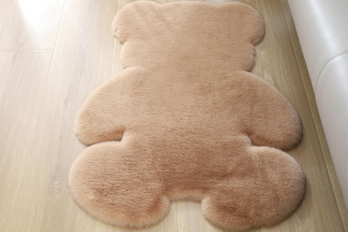 Bear Shaped Rug Super Soft Carpet Modern Living Room Bedroom Antiskid Mat Fluffy Floor Carpets Decor Rugs Children Doormat(Khaki/S)
