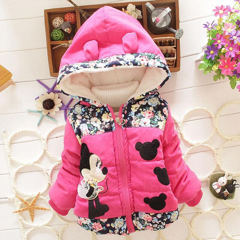 Vicanber Baby Girls Infant Winter Warm Minnie Hooded Coat Toddler Child Casual Jacket Top