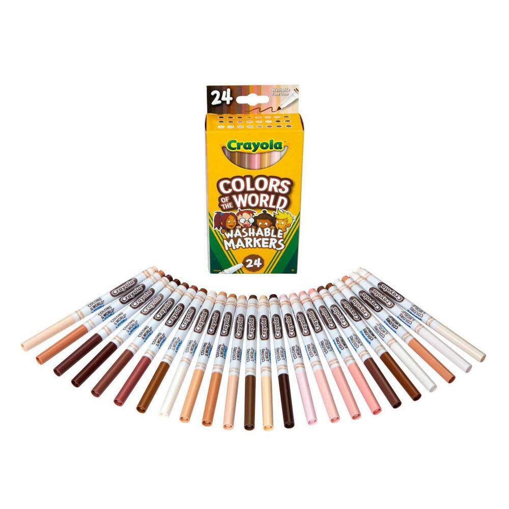 24pc Crayola Colours Of The World Fineline Nontoxic Washable Markers For Kids 3+