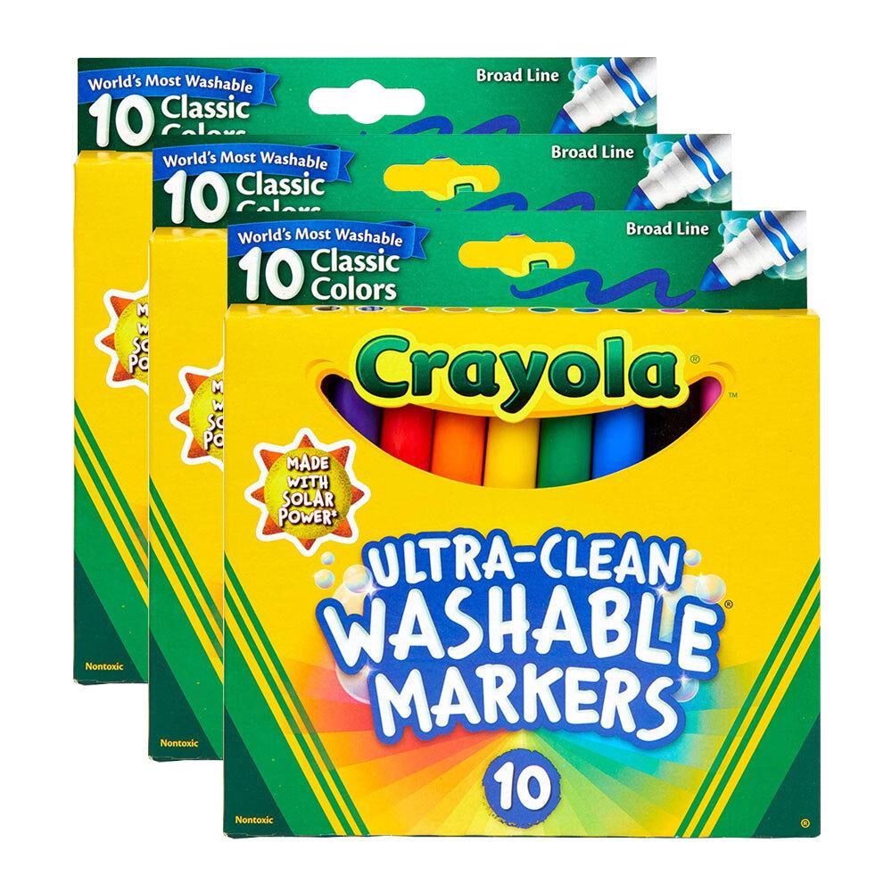 30pc Crayola Ultra Clean Classic Colours Washable Broad Line Markers For Kids 4+