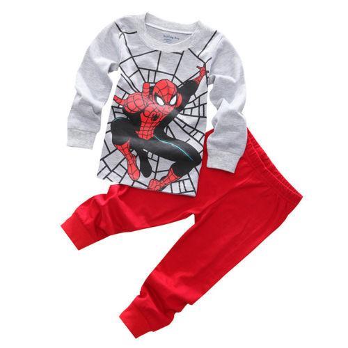 Vicanber Kids Boys Girls Superhero Pajamas Set Long Sleeves Pants Spiderman Cosplay Nightwear Sleepwear Outfit Loungewear(Man,1-2Years)