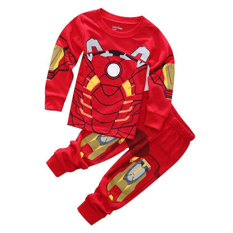 Vicanber Girls Boys Kids Superhero Iron Man Pyjamas Sleepwear Nightwear Set Home Loungewear(Iron Man, 6-12 Months)