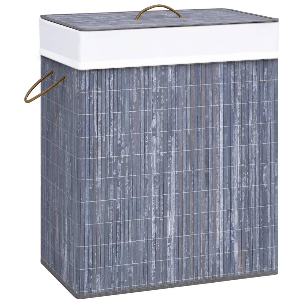Bamboo Laundry Basket with Single Section Grey 83 L vidaXL
