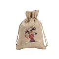 3PCS Siaonvr Christmas Printed Linen Gift Bag Santa Backpack Candy Bag Apple Bag, B