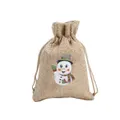 3PCS Siaonvr Christmas Printed Linen Gift Bag Santa Backpack Candy Bag Apple Bag, A
