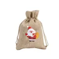 3PCS Siaonvr Christmas Printed Linen Gift Bag Santa Backpack Candy Bag Apple Bag, C