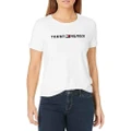 Tommy Hilfiger Womens Short Sleeve Embroidered Crew Sports T Shirt White