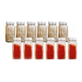 12pcs Clear Square Glass Spice Jars Lid Herb Seasoning Condiment Storage